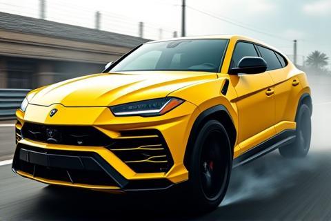 Striking yellow Lamborghini Urus super SUV
