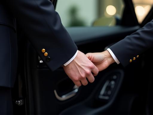 Professional chauffeur opening door of a luxury sedan for a client in Mumbai