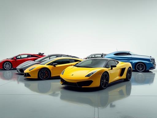 Lineup of various vibrant sports cars available at Elite Drive Rentals in Mumbai